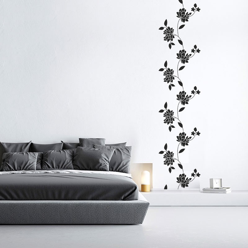 Adesivo murale fiori Set di peonie bianco e nero scuro Stickers per pareti  Fiori per pareti -  Italia