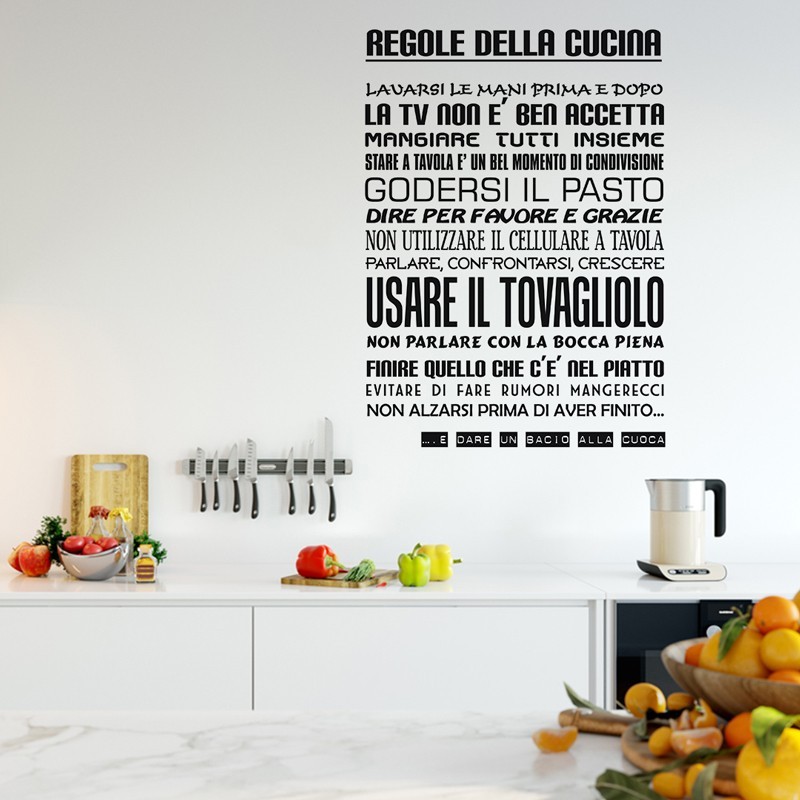 Le Regole della Cucina | Adesivo murale | Kastell